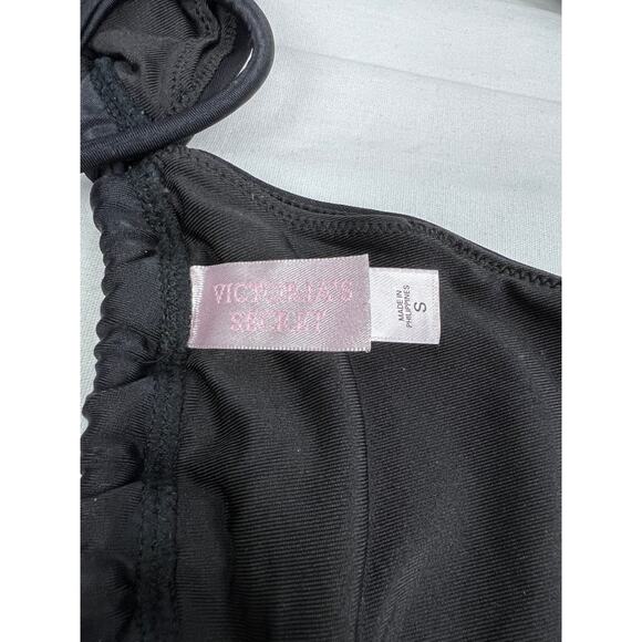 Victoria's Secret Bikini Top Black Halter Triangle Swim Sexy Capsule Beach Babe - Picture 3 of 4